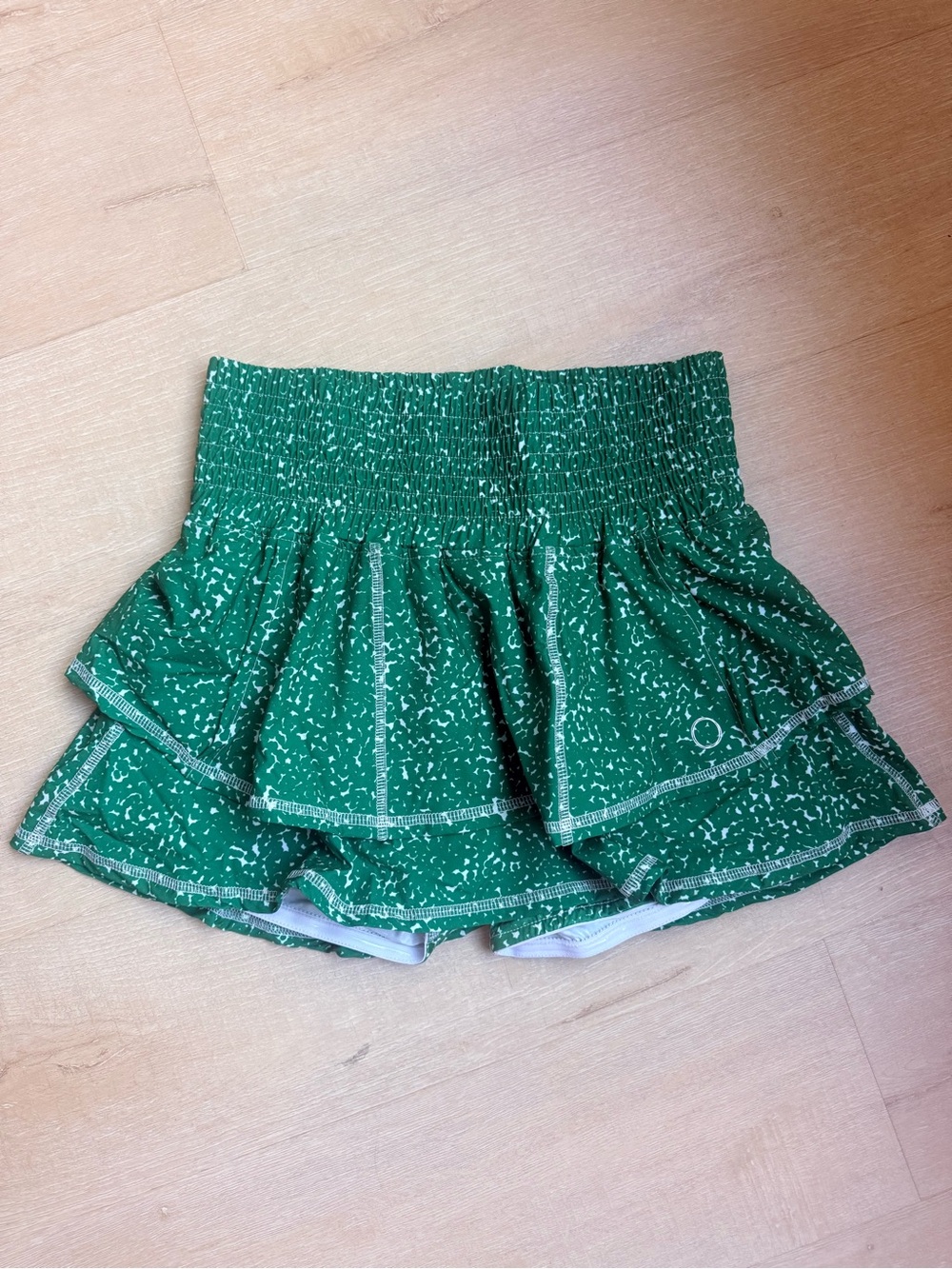 NEW Bubble size M Monroe Green Ruffle Skort with White Speckle Print